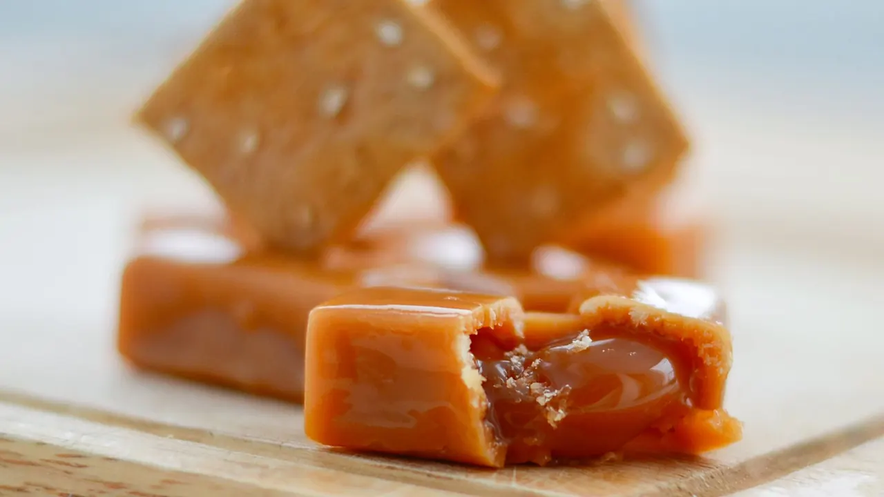 pieces of soft toffee on a wooden board, image for everton toffees jokes